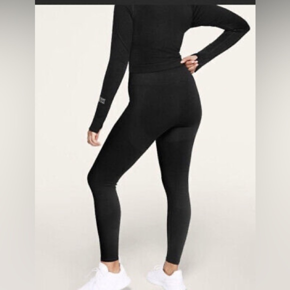 Victoria’s Secret Pink Black High Waisted Seamless Leggings Large - Picture 1 of 7